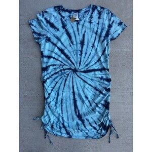 New Victoria's Secret PINK Beach Dress Cover Up XXL 2XL Tie Dye Blue Ruched Side